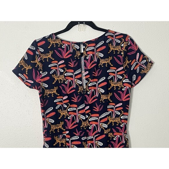 ModCloth Bold Notion Cat Jumpsuit Size Small Linen Blend Colorful - Picture 9 of 16